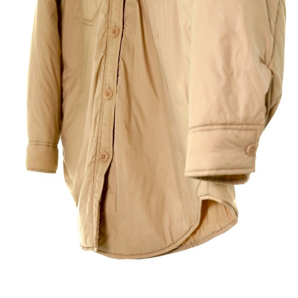 Aritzia Wilfred Free Ganna Insulated Vegan Down Tan Jacket Shirt Shacket XS Cozy - Picture 7 of 11